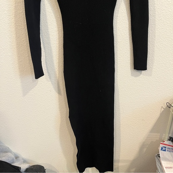 Jonathan Simkhai size small black ribbed Kenny midi dress slit pull on - Picture 8 of 10